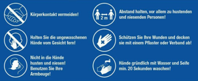 The most important hygiene rules in relation to Covid 19: Source: Werbepunkt.de